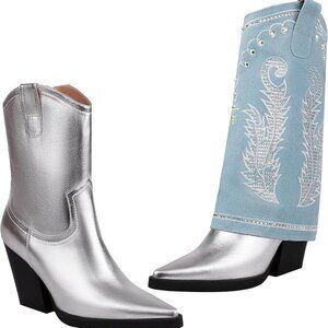 NWOT: Cowgirl Bling Covered Silver Boots